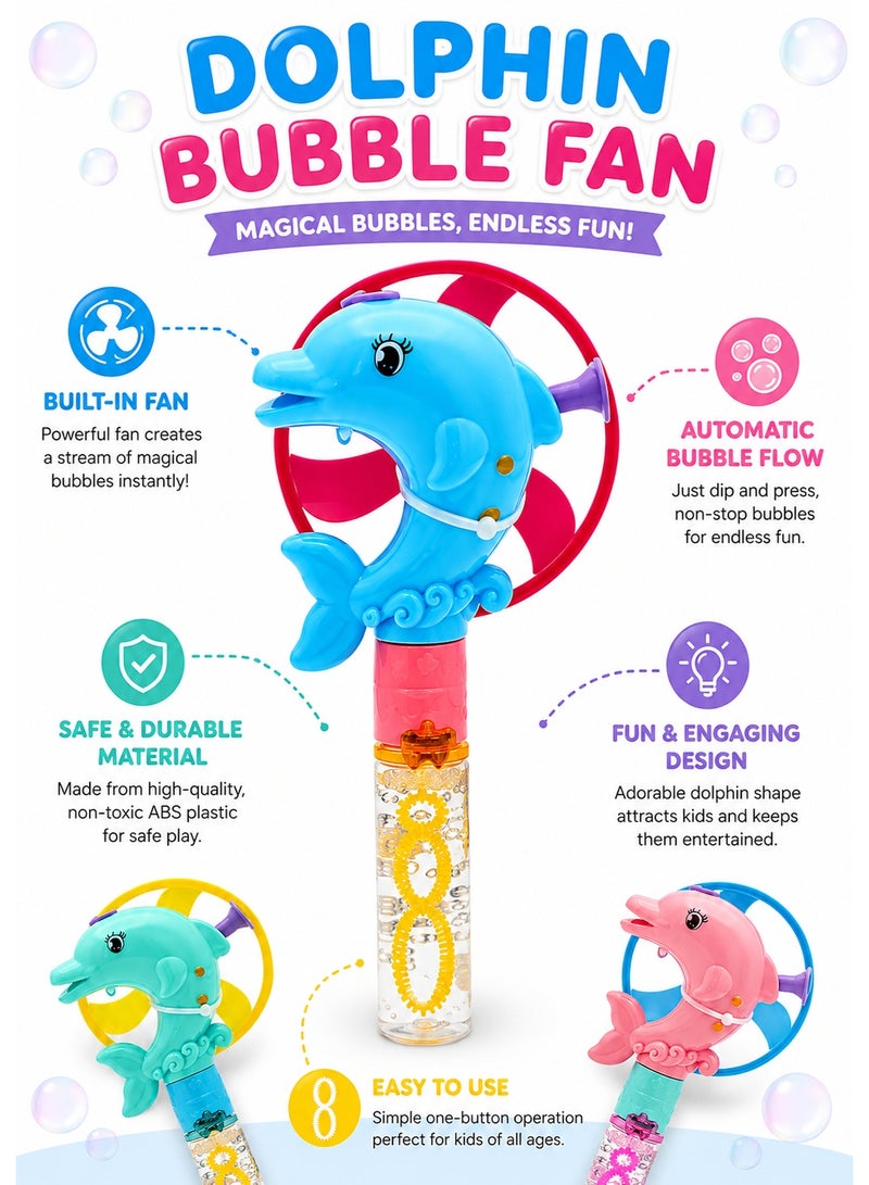DAT Dolphin Frisbee Bubble Wand with Lights, 3-Color Mixed Plastic Bubble Fan Toy for Kids Outdoor Summer Play - Image 5