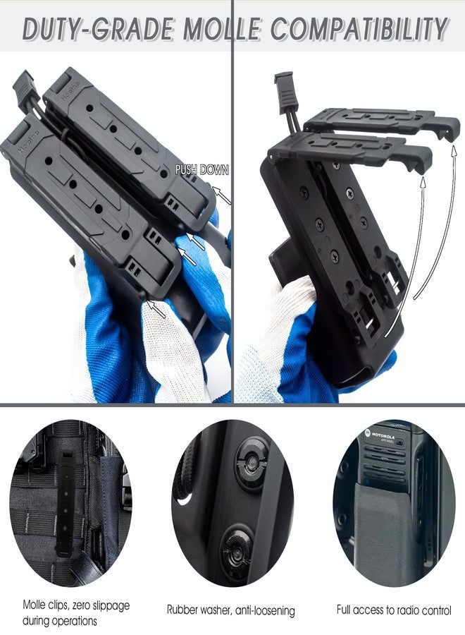 حامل راديو تكتيكي من Hoeine، يُثبّت على سترة بنظام MOLLE، متوافق مع أجهزة راديو Motorola APX6000 وAPX8000، مزود بأزرار تحكم سريعة الوصول وغطاء صلب متين. - Image 5