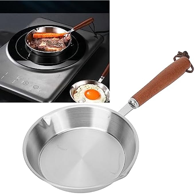 Zudoo Egg Pan Mini Nonstick Egg And Omelet Pan Stainless Steel Small Frying Pan Skillet Multipurpose Pan With Wooden Handle Cookware Designed For Eggs Pancakes Dishwasher Safe 12Cm - Image 4