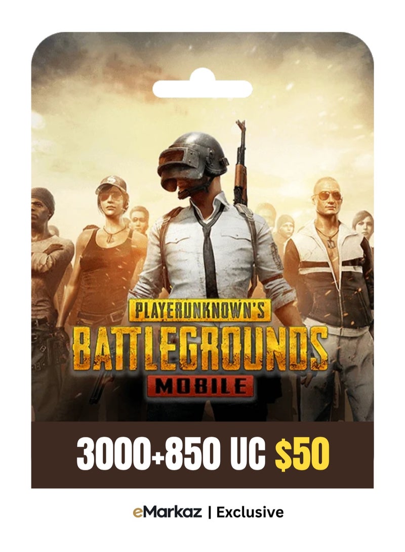 PUBG Mobile 3850 UC رمز رقمي (ما يعادل 50 دولارًا)