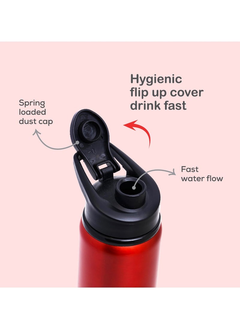 Eazy Kids Stainless Steel Sports Water Bottle - Red, 700Ml  - Image 4
