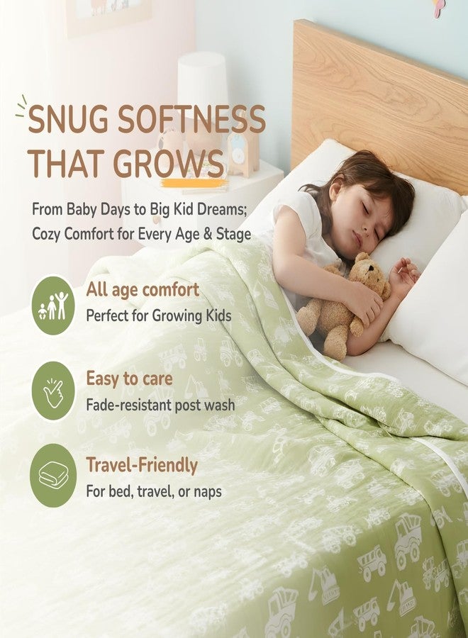 TIDY SLEEP بطانية أطفال مصبوغة بخيوط من تيدي سليب (140 × 100 سم) | تصميم فائق النعومة ومريح بأربع طبقات للأطفال الرضع والأطفال الصغار حتى عمر سنتين إلى 6 سنوات | بطانية خفيفة الوزن وجيدة التهوية مناسبة لجميع الفصول (شاحنة خضراء) - Image 4