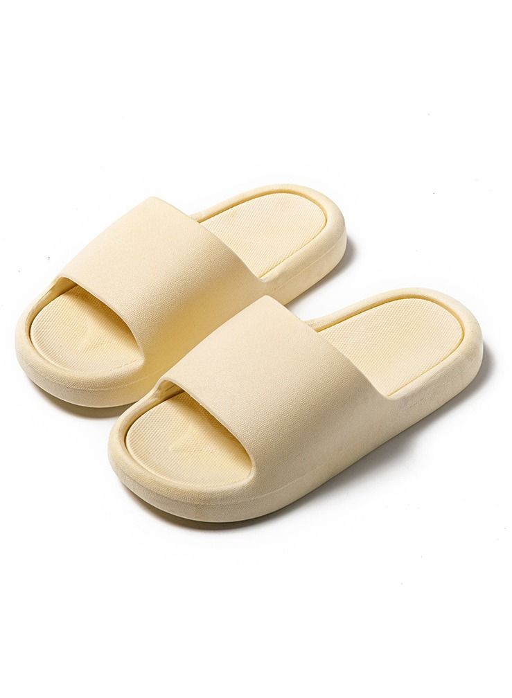 إسكدنيا Light And Comfortable Solid Color Thick Soled Casual Slippers Bathroom Indoor Outdoor Non Slip Slippers Open Toe Light Yellow