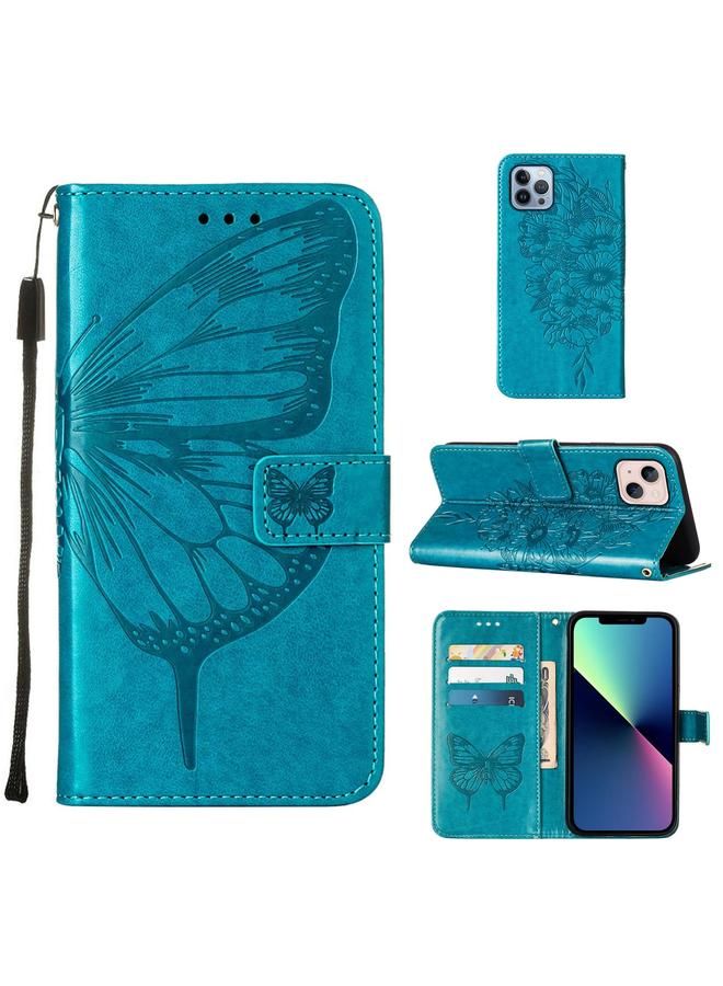 اس-توب جراب هاتف iPhone 15 Plus من الجلد المنقوش بنقشة الفراشة - Image 1