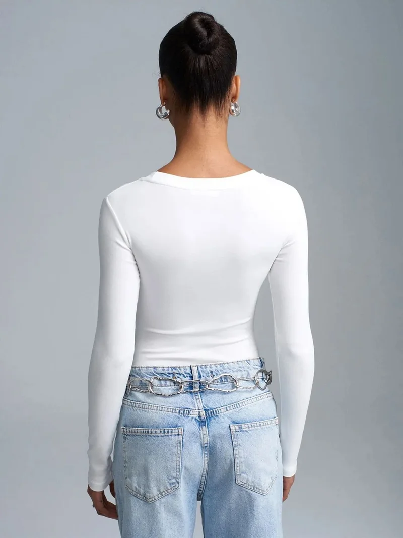 Dilvin DILVIN Slim Fit Crew Neck Jersey Bodysuit