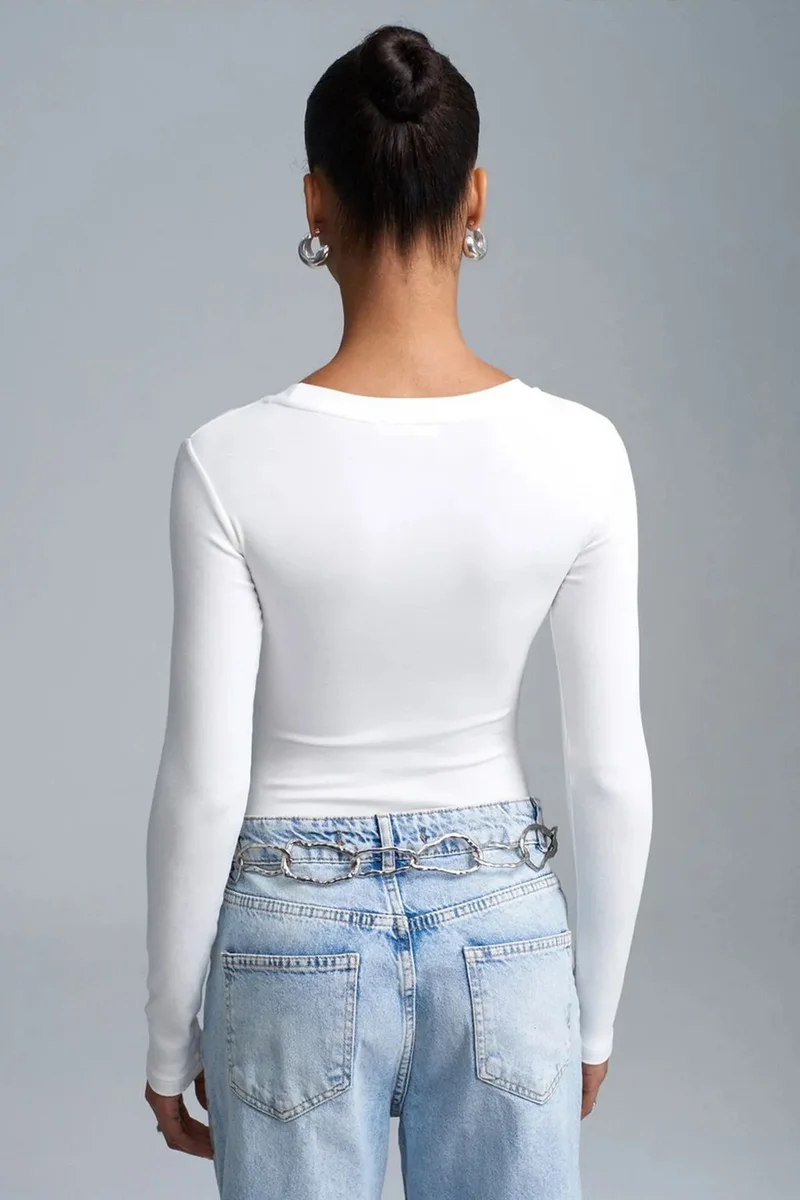 Dilvin DILVIN Slim Fit Crew Neck Jersey Bodysuit