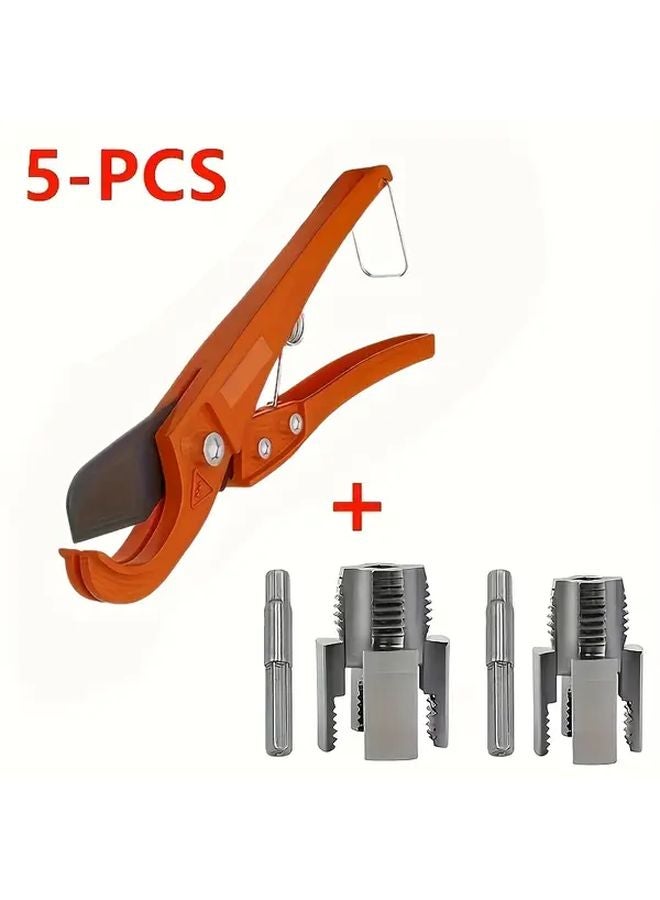 5pcs Heavy Duty Pipe Threading Tool Kit Drill Adapter For DIY Plumbing Repair - Image 1