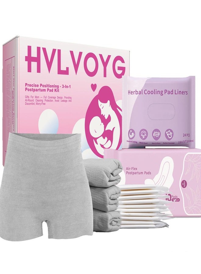 مجموعة HVLVOYG 3 في 1 لفوط ما بعد الولادة، 15 قطعة من مستلزمات ما بعد الولادة، العناية بالتعافي بعد الولادة، هدايا للأمهات الجدد، فوط ما بعد الولادة، ملابس داخلية للاستخدام مرة واحدة، بطانات فوط تبريد - Image 1