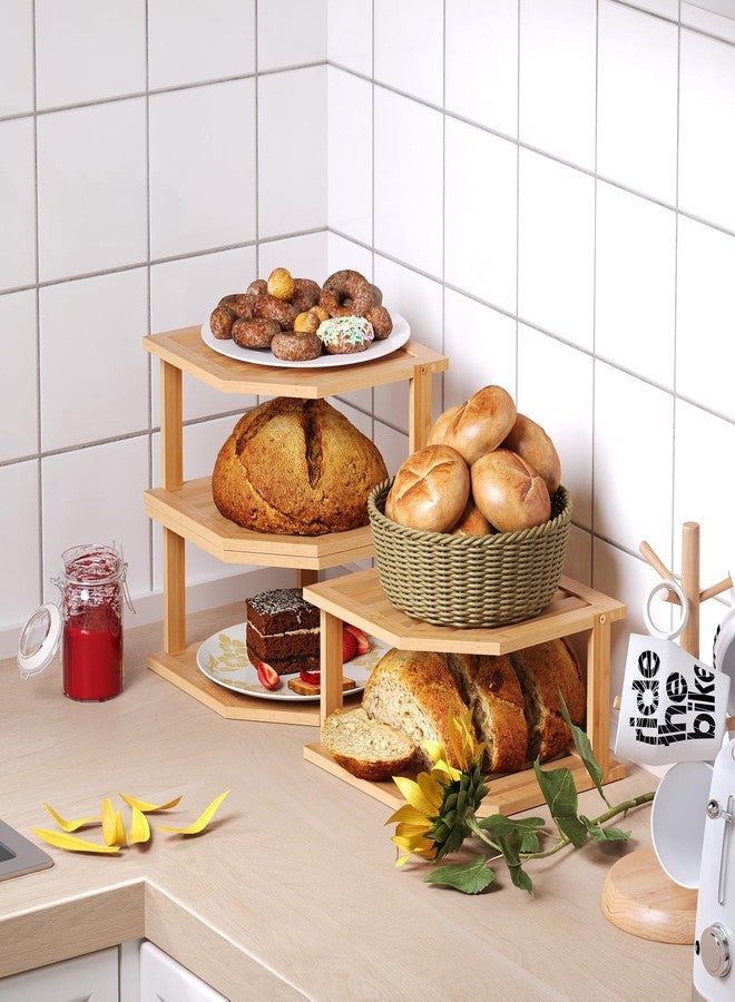 VERTORGAN 2 Tier Bamboo Corner Shelf Set of 3,Dish Drying Rack,Plate Organizer,Spice Rack for Countertop ＆ Cabinet,Bathroom Counter Organizer,Kitchen Cabinet Organizer,Pantry Organization and Storage - Image 3