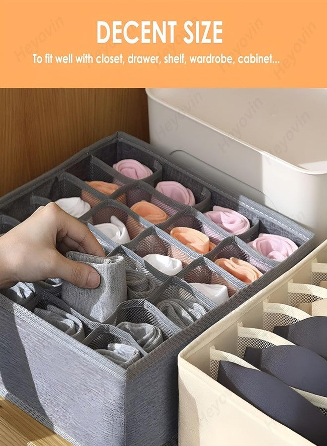 Heyovin Non-Woven 24 Compartment Socks Organizer | Foldable Drawer Divider for Cupboard | Spacious & Multipurpose Storage for Socks, Ties & Innerwear | Space-Saving Storage Organizer (pack of 2) - Image 5