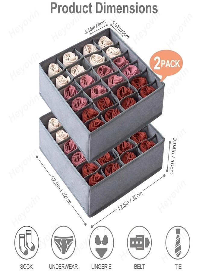 Heyovin Non-Woven 24 Compartment Socks Organizer | Foldable Drawer Divider for Cupboard | Spacious & Multipurpose Storage for Socks, Ties & Innerwear | Space-Saving Storage Organizer (pack of 2) - Image 2