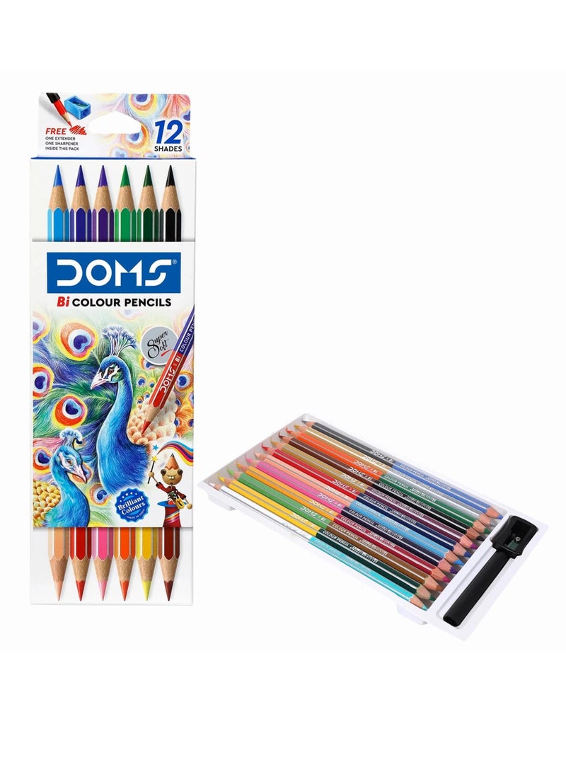DOMS 12 قطعة قلم رصاص ثنائي اللون 24 ظل