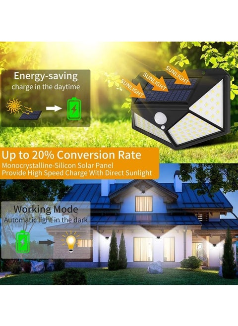 Garden Solar Lights with 100LED and 3 Modes, IP65 Waterproof Outdoor Light with 270° Lighting and Motion Sensor for Backyard, Fence, Patio Front Door (4 Packs)