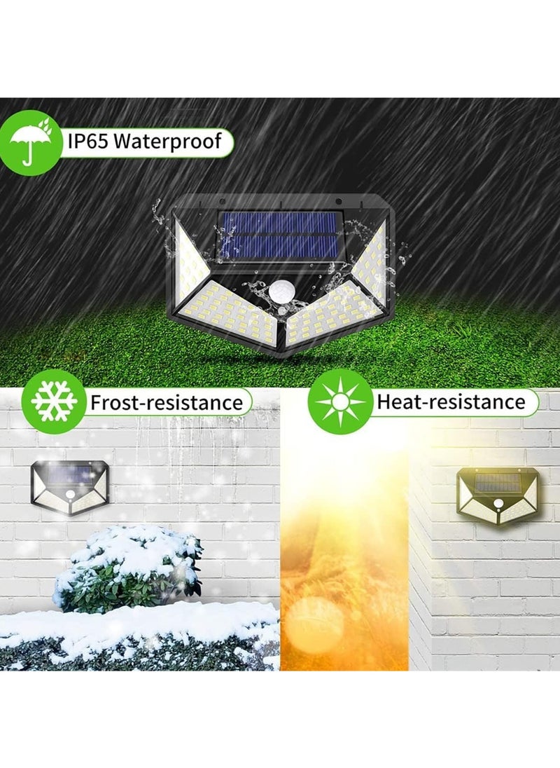 Generic - Garden Solar Lights with 100LED and 3 Modes, IP65 Waterproof Outdoor Light with 270° Lighting and Motion Sensor for Backyard, Fence, Patio Front Door (4 Packs) - Image 1