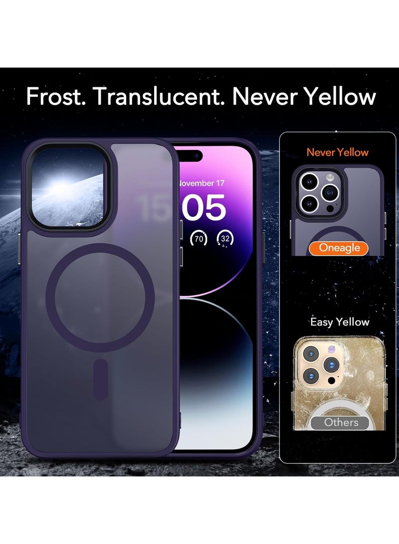 حالة مغناطيسية لـ iPhone 13 Pro Case متوافقة مع حماية Magsafe العسكرية للحماية الصدمة الشفافة غير اللامعة في حالة هاتف مضاد للصدمات (Deep Purple)  - Image 4