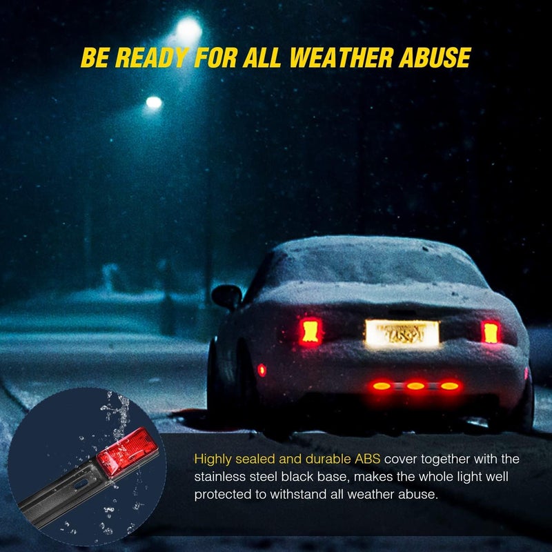 Luckam 1Pcs 9 LED ID Bar Marker Tail Black Stainless Steel Bracket for Truck Trailer Boat Identification Light (Red) - Image 3