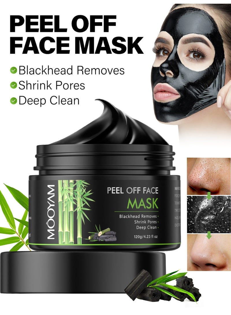موويام قناع تقشير الوجه للنساء والرجال، قناع الوجه بالفحم لإزالة الرؤوس السوداء، منظف المسام - Image 1