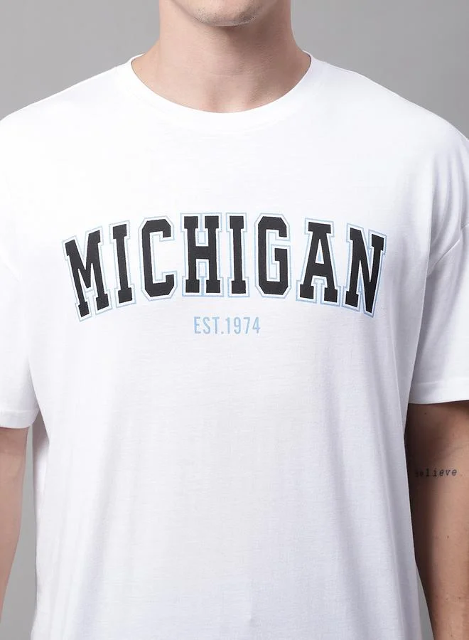 Styli Men White Graphic Print Oversized T-Shirt By Door74