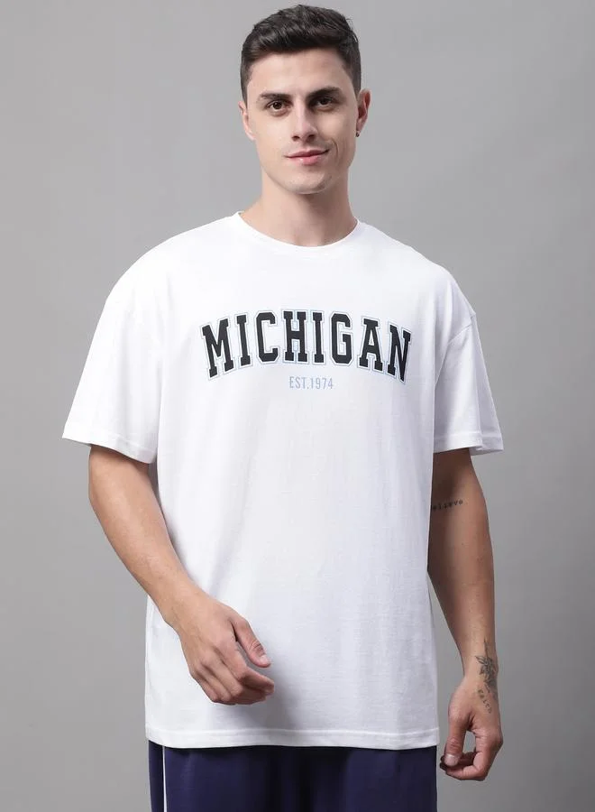 Take Two Men White Graphic Print Oversized T-Shirt