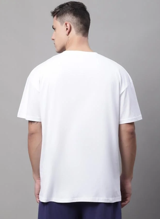 Take Two Men White Graphic Print Oversized T-Shirt
