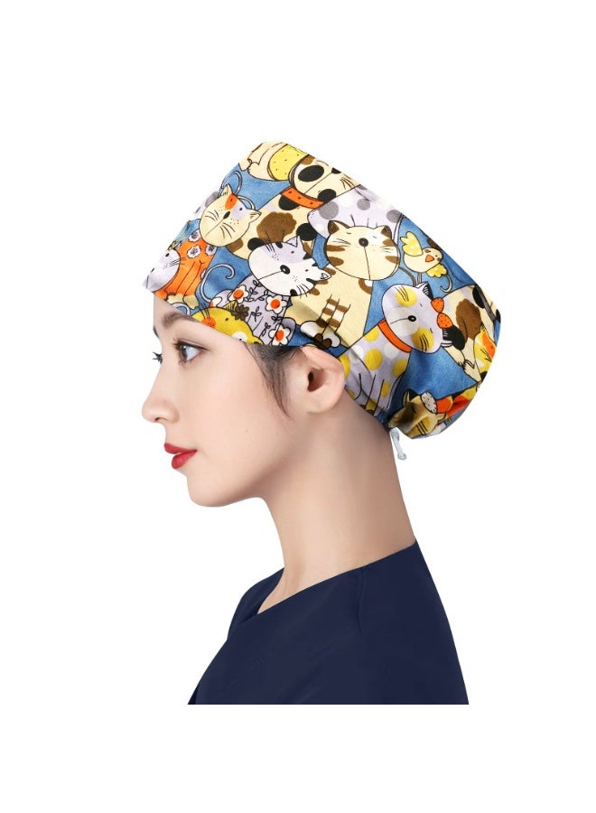 NIBEMINENT Women's Long Hair Nursing Cap Cotton Adjustable Medical Hospital Surgical Cap Unisex Anesthesiologist Nurse Working Scrub Caps