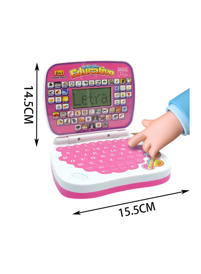 Pink Educational Laptop Toy, Children Learning Computer English Learner Early Education Learning Laptop Early Education Machine - Image 2