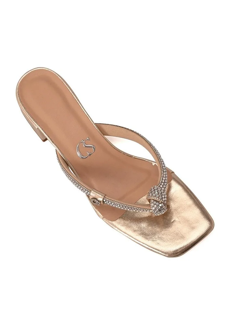 Carmen Steffens  Golden Crystal Strap Mules for Women | Best Price UAE