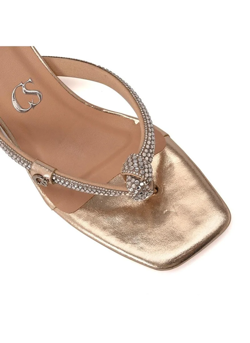 Carmen Steffens  Golden Crystal Strap Mules for Women | Best Price UAE