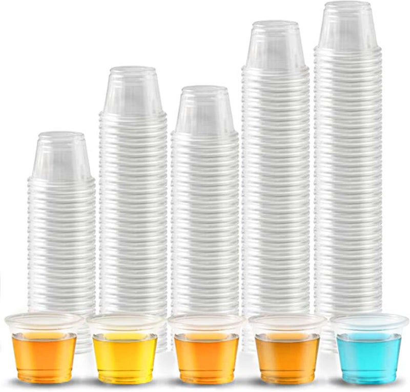 FICUCUSO FICUCUSO 500 Count 1 oz Plastic Shot Glasses Jello Shot Cups Disposable Bathroom Espresso Mouthwash CupsNo Lids