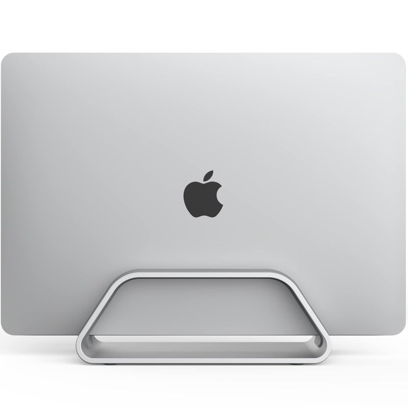 HumanCentric Vertical Laptop Stand Compatible with MacBook Pro and MacBook Air Holder for Personal Computer Desk Stand Aluminium Exchangeable Inserts to Fit Different Device Models Silver - Image 2
