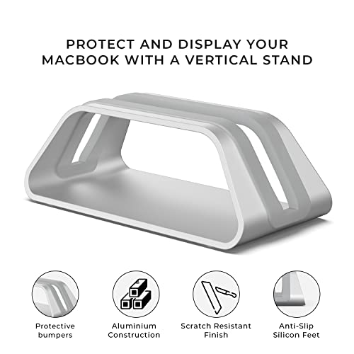 HumanCentric Vertical Laptop Stand Compatible with MacBook Pro and MacBook Air Holder for Personal Computer Desk Stand Aluminium Exchangeable Inserts to Fit Different Device Models Silver - Image 3