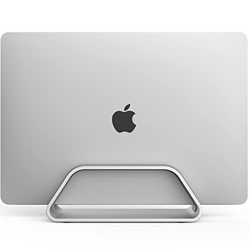 HumanCentric Vertical Laptop Stand Compatible with MacBook Pro and MacBook Air Holder for Personal Computer Desk Stand Aluminium Exchangeable Inserts to Fit Different Device Models Silver - Image 1