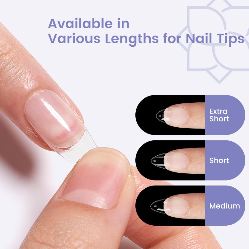 Wilfniee Short Almond Nail Tips: 240PCS Soft Gel Pre-Shaped Acrylic Fake Almond Nail Tips, 12 Sizes Full Cover Clear Press on Nails for Girls Women Nail Art Design - Image 4