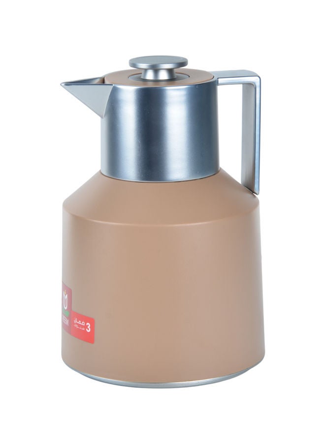 REEM Plastic Tea & Coffee Flask 1 Liter Brown/Silver - Image 1