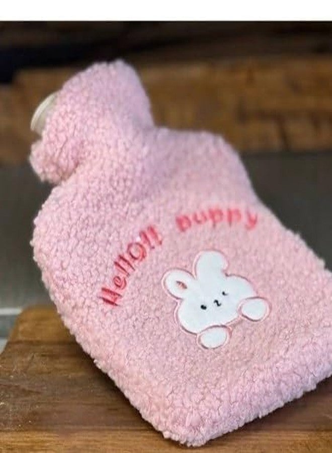 TGOPIT قربة ماء ساخن من TGOPIT مع غطاء، سعة 1 لتر، كيس ماء ساخن صغير 2 في 1 للكمادات الباردة والساخنة، قربة ماء ساخن صغيرة قابلة للارتداء، مصنوعة من مادة PVC سميكة، بتصميم جرو وردي، هدية رائعة للنساء - Image 3