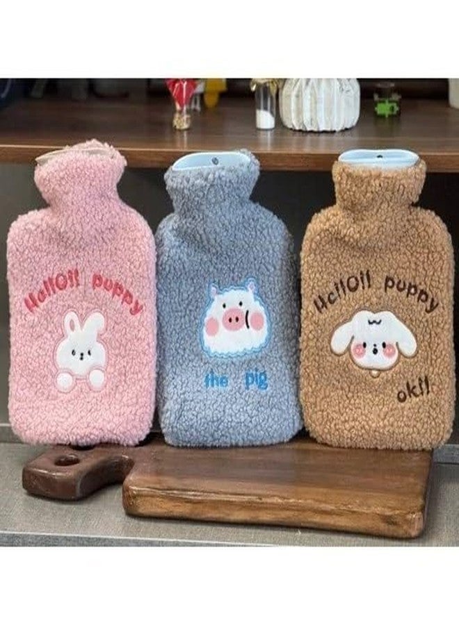 TGOPIT قربة ماء ساخن من TGOPIT مع غطاء، سعة 1 لتر، كيس ماء ساخن صغير 2 في 1 للكمادات الباردة والساخنة، قربة ماء ساخن صغيرة قابلة للارتداء، مصنوعة من مادة PVC سميكة، بتصميم جرو وردي، هدية رائعة للنساء - Image 4