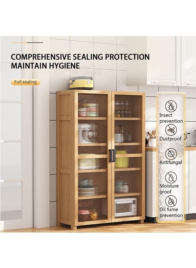 JCB CHIC Kitchen Cabinet Storage Pantry Cabinets Storage Cabinet Storage Organizer with Clear Doors and Adjustable Shelves，Mini Countertop Cabinet,Modern Coffee Bar Cabinets Sideboard Buffet Storage Cabinet - Image 3