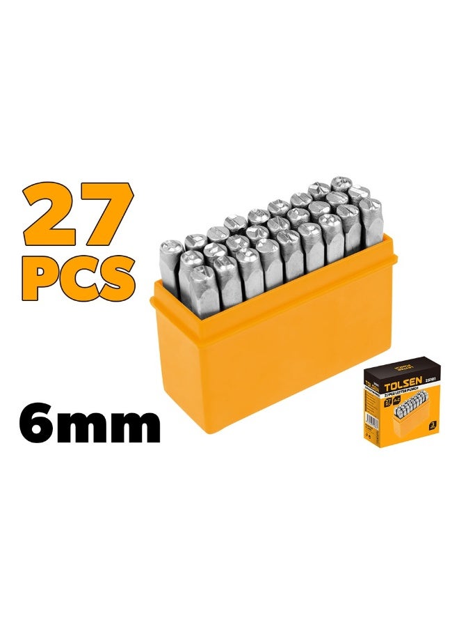 Tolsen 25104 27-Piece Steel Letter Punch Set 6mm Manual Metal Engraving Stamp Kit