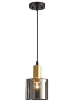 SP SUPER POWER Glass Pendant Light, Modern Hanging Lamp with Smoke Gray Cylinder Shade, Vintage Industrial Pendant Lighting Fixture  - Image 1