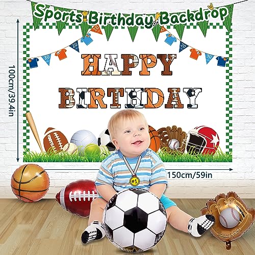 Winrayk 130Pcs Sports Birthday Party Decorations Supplies Sports Balloon Arch Backdrop Tablecloth Football Soccer Baseball Glove Basketball Volleyball Balloon Kid Sport Themed Birthday Party Supplies - Image 3