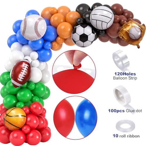 Winrayk 130Pcs Sports Birthday Party Decorations Supplies Sports Balloon Arch Backdrop Tablecloth Football Soccer Baseball Glove Basketball Volleyball Balloon Kid Sport Themed Birthday Party Supplies - Image 5