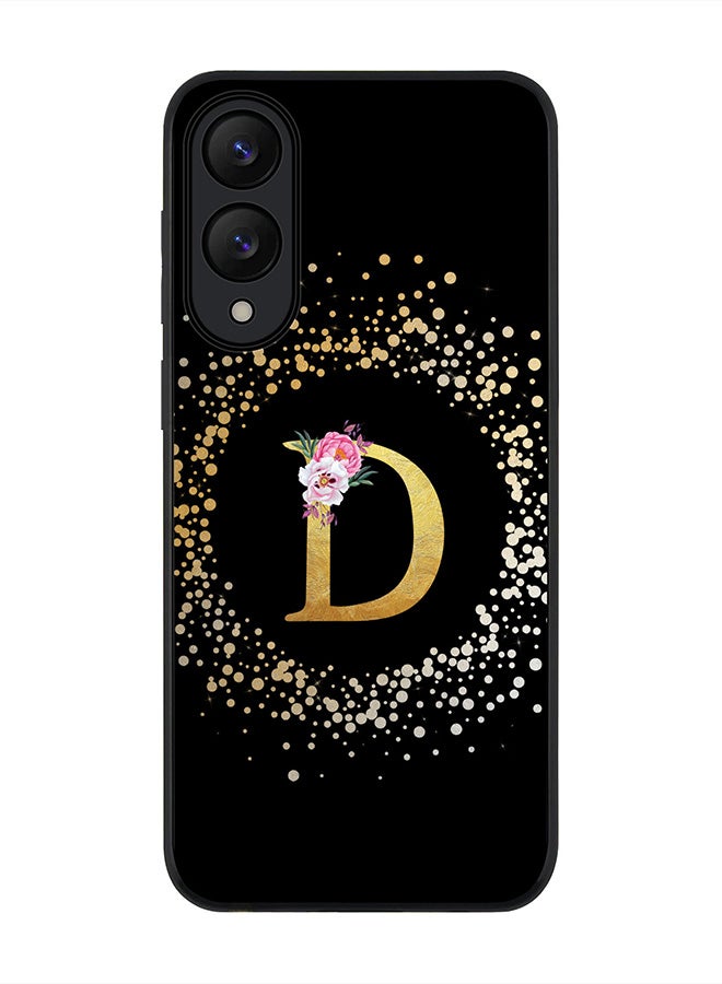 Stylizedd For Samsung Galaxy S25 Edge Case,Slim fit Camera Protection, Shockproof Thin Phone cover  - Custom Monogram Floral - D ( Black )