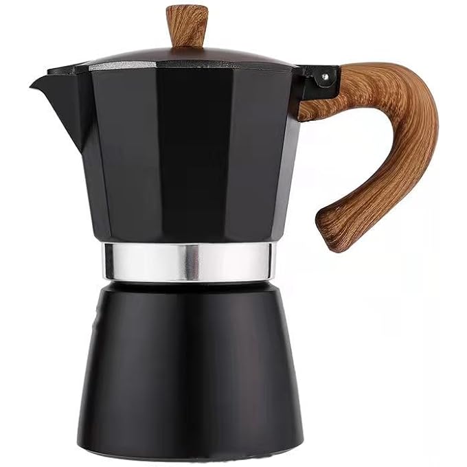 KASTWAVE Stovetop Espresso Maker Brew 6 Cups 10 Oz Of Italian Coffee Italian Manual Coffee Percolator Classic Black Espresso Machine For Cuban Coffee Lovers Black - Image 1