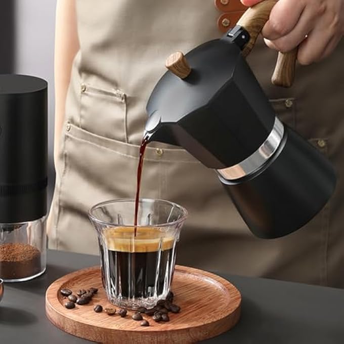 KASTWAVE Stovetop Espresso Maker Brew 6 Cups 10 Oz Of Italian Coffee Italian Manual Coffee Percolator Classic Black Espresso Machine For Cuban Coffee Lovers Black - Image 5