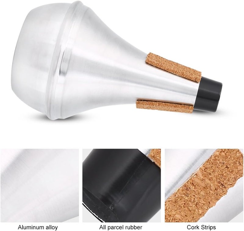 Dilwe Trumpet Mute, Cork Strips Aluminum Alloy Practice Trumpet Cornet Mute - Image 3