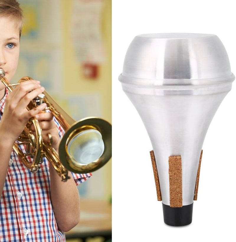 Dilwe Trumpet Mute, Cork Strips Aluminum Alloy Practice Trumpet Cornet Mute - Image 2
