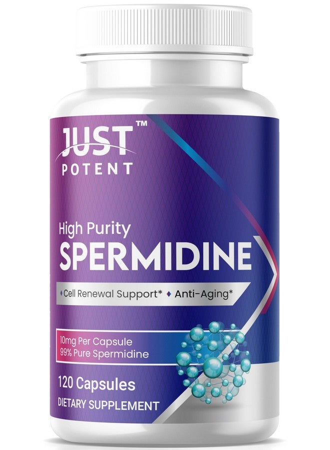 Just Potent High Purity (99%) Spermidine Supplement | 120 Capsules, 4 Months of Supply, 10mg per Capsule | Cell Renewal Support and Anti-Aging - Image 1