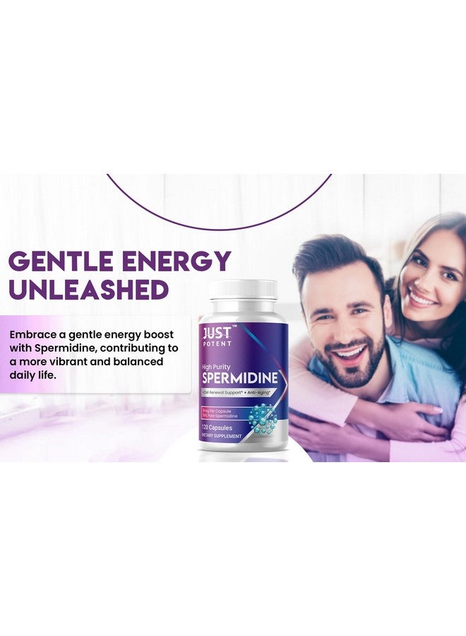 Just Potent High Purity (99%) Spermidine Supplement | 120 Capsules, 4 Months of Supply, 10mg per Capsule | Cell Renewal Support and Anti-Aging - Image 4