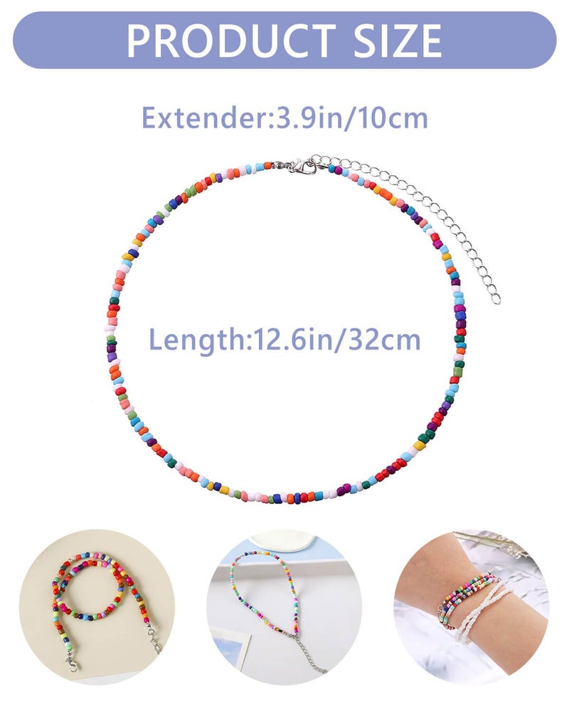 JELIEE 6 Pcs Choker Necklaces - Colorful Tiny Seed Beaded Necklace Boho Choker - Cute Beach Chain Jewelry for Women - Image 3