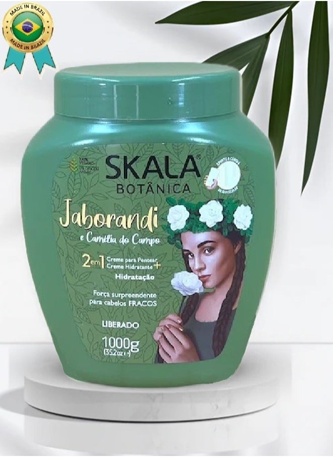 SKALA Skala Botanica 2 in 1 Hair Treatment Cream With Jaborandi and Camellia Do Campo Extracts 100% Vegetarian to Moisturize and Strengthen Hair, Prevent Loss, and Nourish Hair Follicles 1000g (Brazilian)  - Image 1